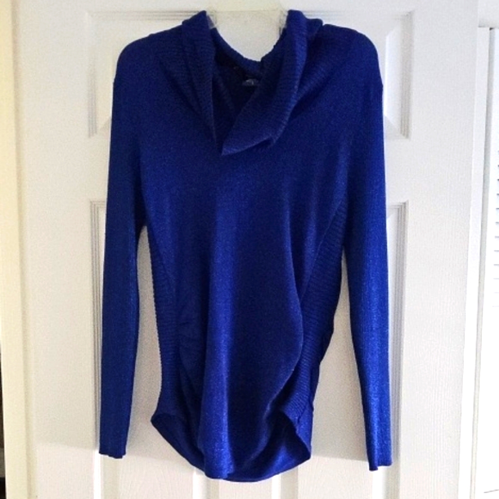 Royal Blue Cowl Neck Knit Sweater